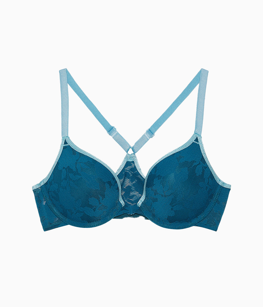 Wacoal Sale - Shadow Scene Front Close Push Up Bra - Blue Coral