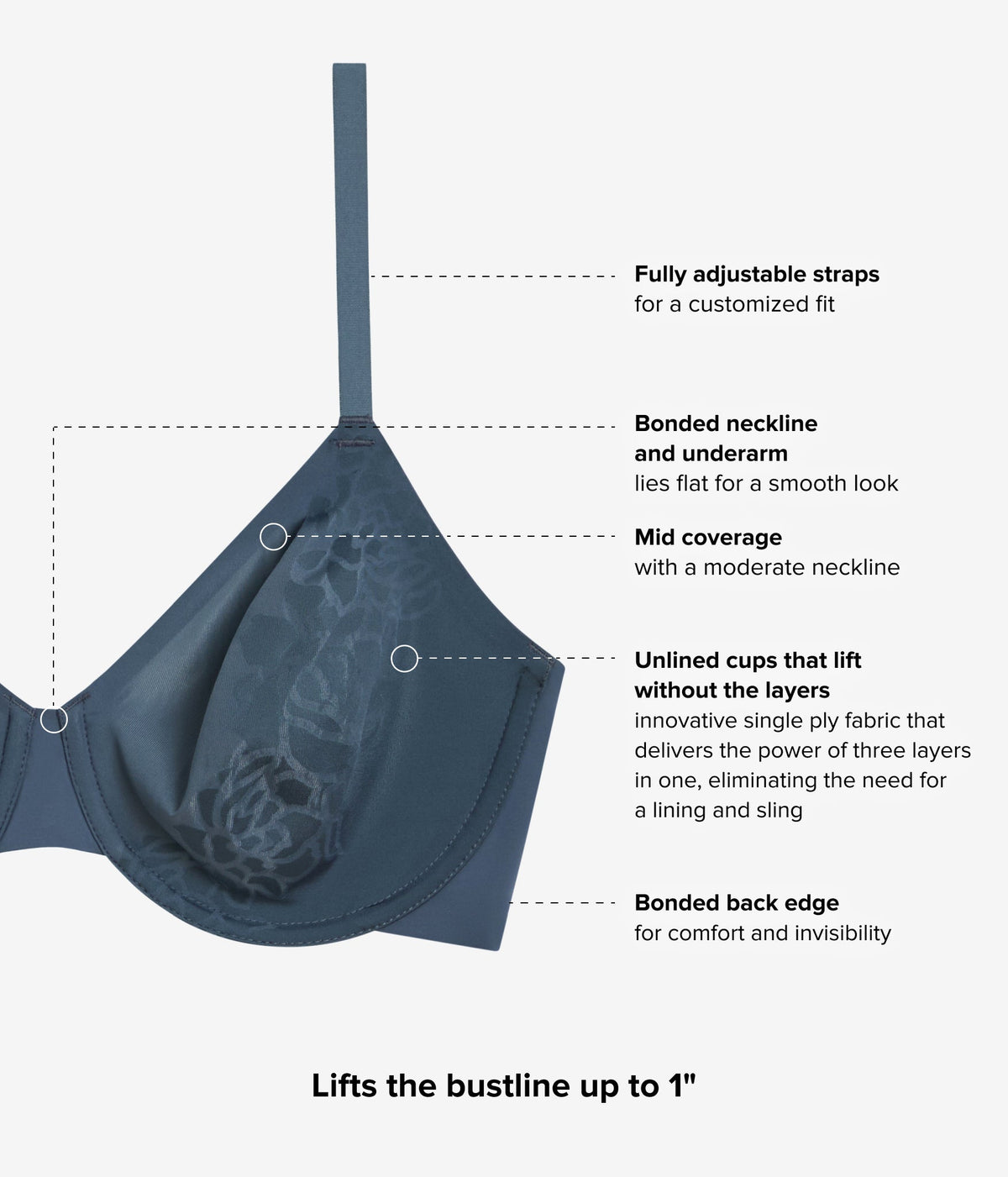 Wacoal Trusted - Confidence Boost™ Underwire Bra - Dark Slate