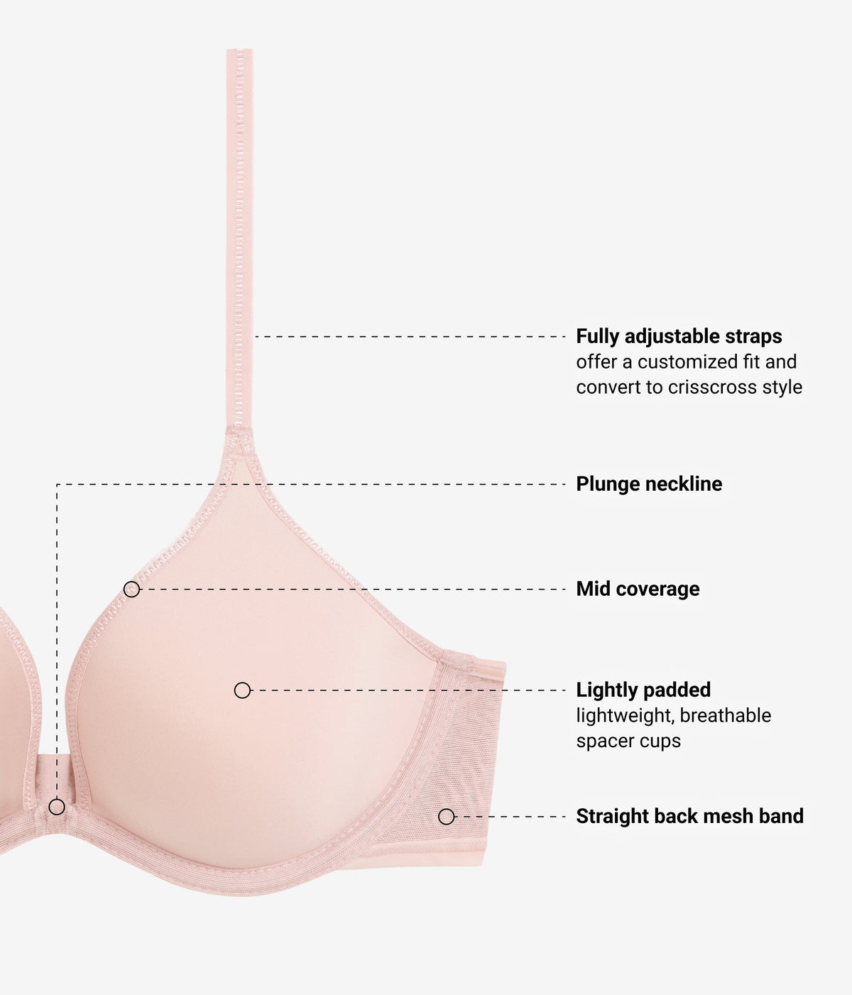 Wacoal Hot Sale - Full Transparency Plunge T-Shirt Bra - Rose Smoke
