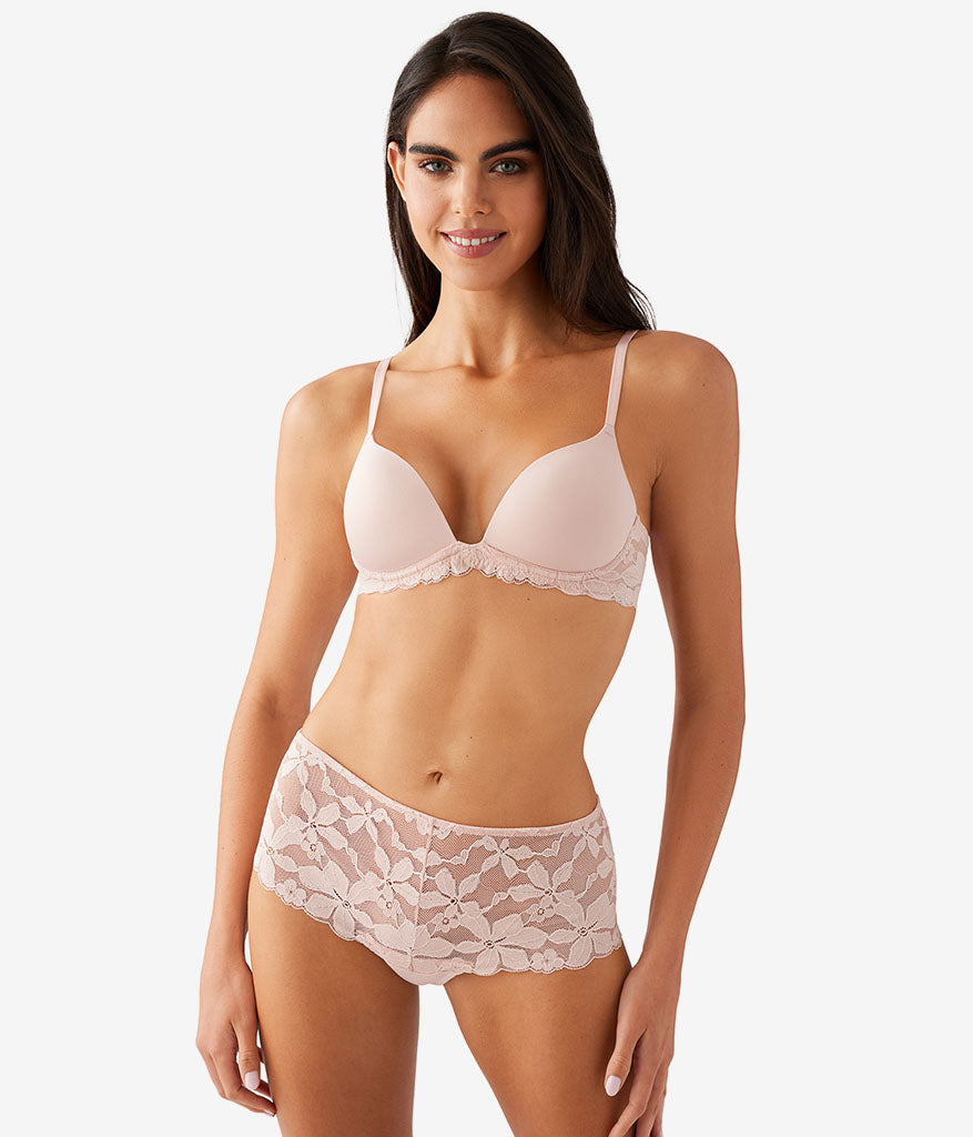 Wacoal Popular - Feeling Famous Wire Free Push Up Bra - Rose Smoke/White