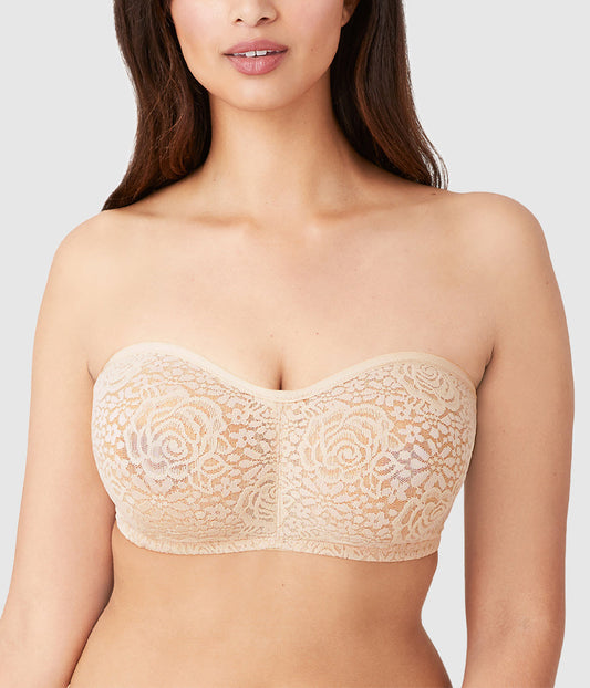 Wacoal Smart Buy - Halo Lace Strapless Underwire Bra - Sand