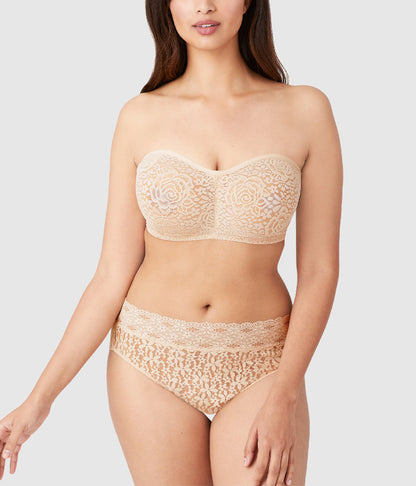 Wacoal Smart Buy - Halo Lace Strapless Underwire Bra - Sand