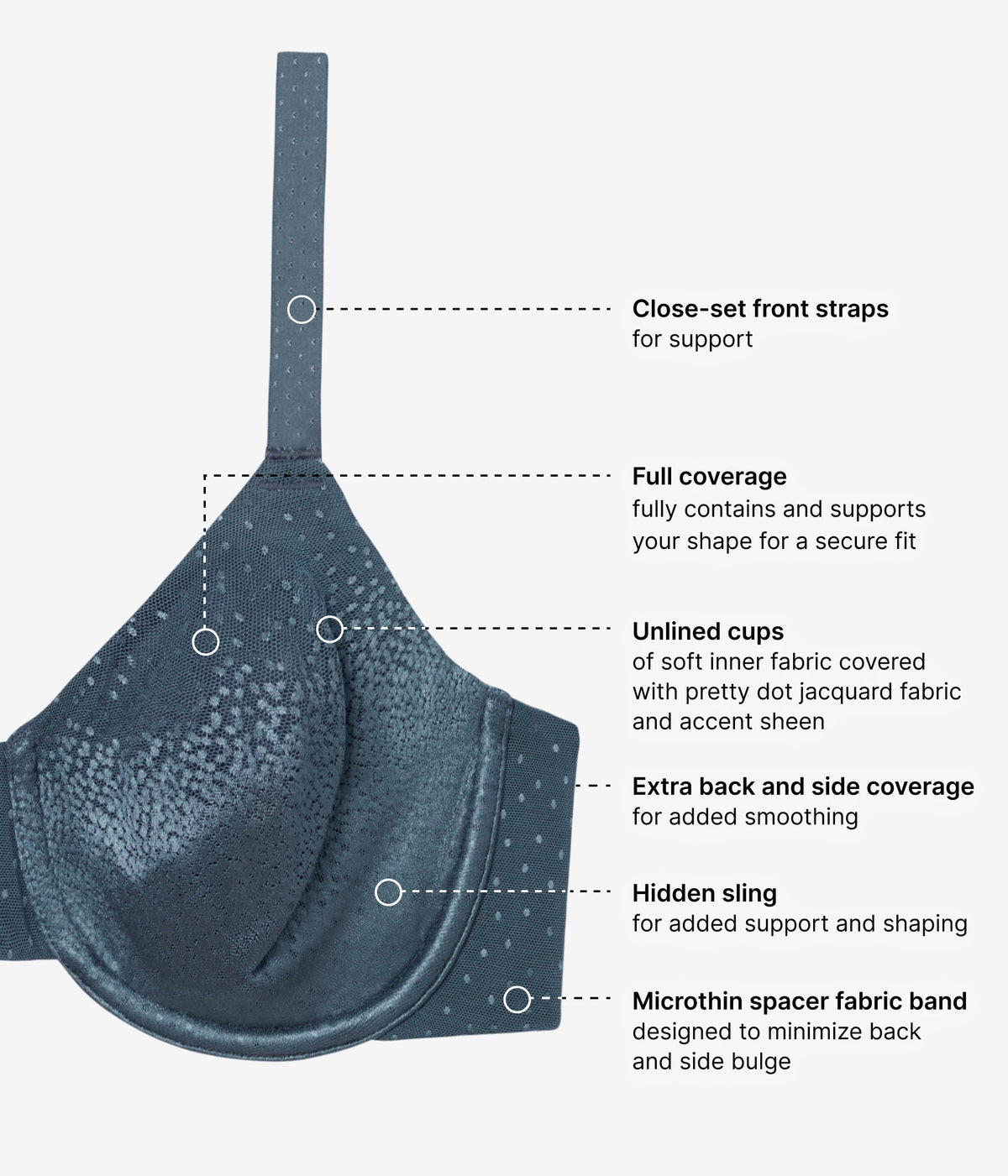 Wacoal Smart Buy - Back Appeal® Underwire Bra - Dark Slate