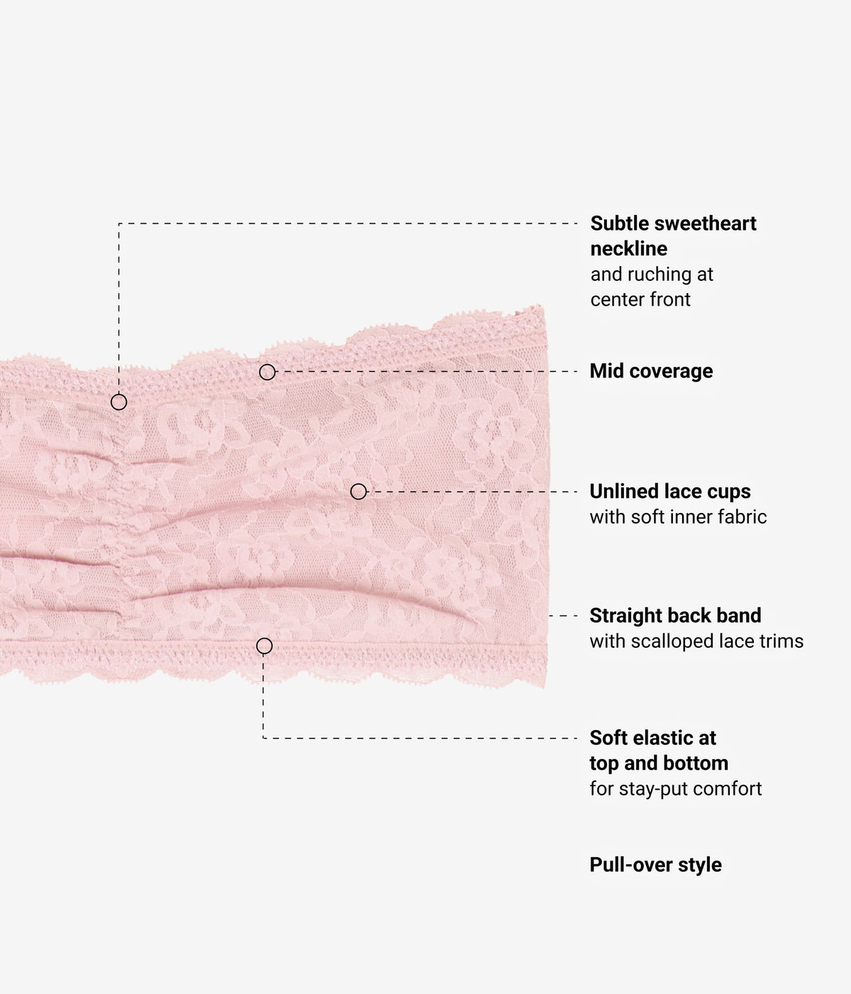 Wacoal Quality - Effortlessly Lace Bandeau - Blush Pink