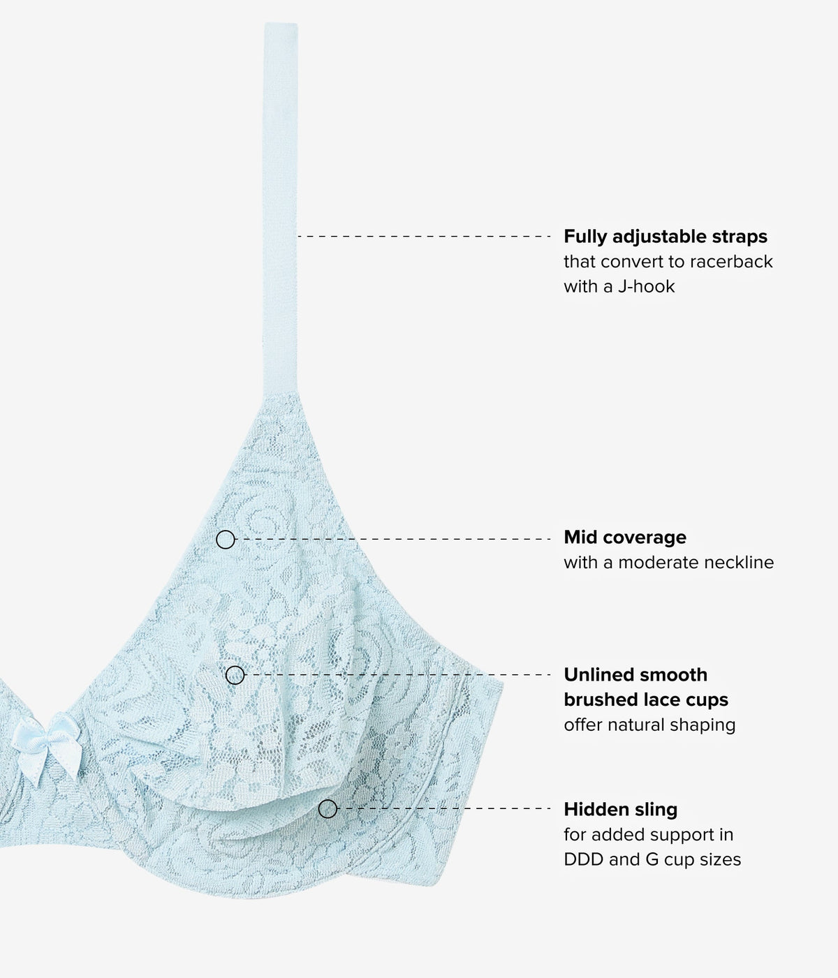 Wacoal Smart Buy - Halo Lace Underwire Bra - Soft Sky