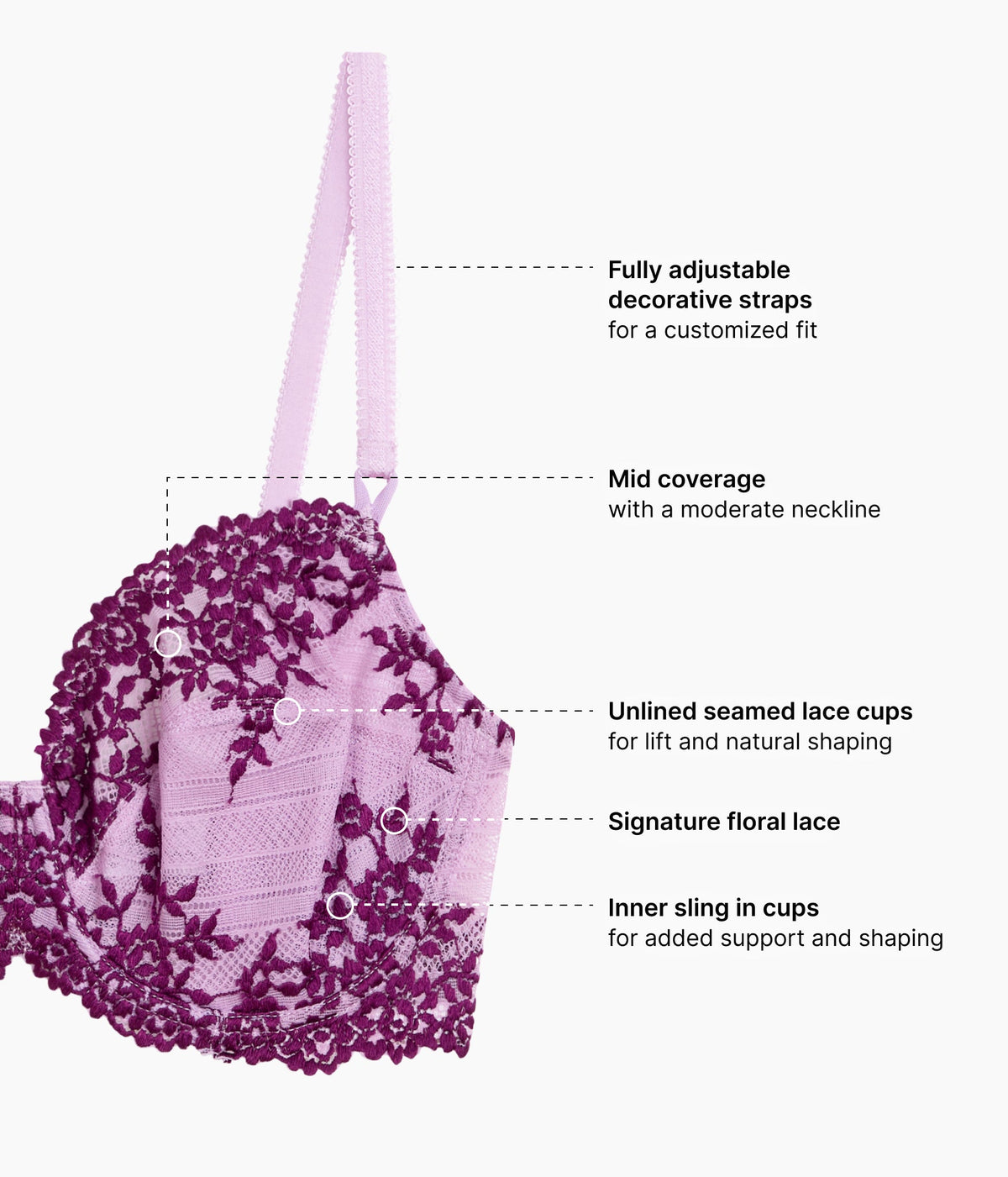 Wacoal Featured - Embrace Lace® Underwire Bra - Lavender Sage/Dark Purple
