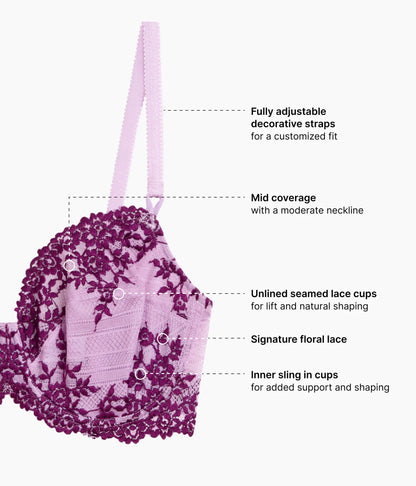 Wacoal Featured - Embrace Lace® Underwire Bra - Lavender Sage/Dark Purple