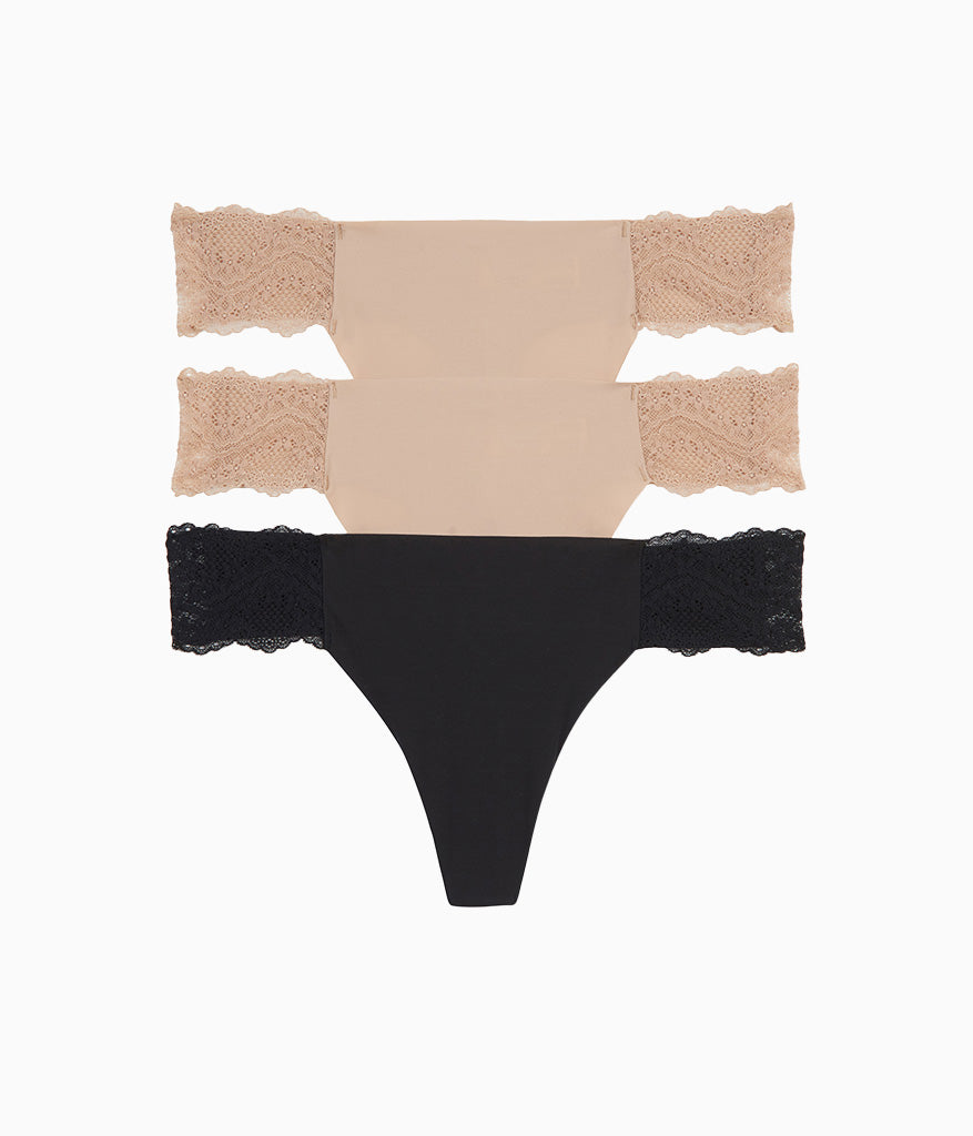 Wacoal Exclusive - b.bare Thong Panty Pack - Au Natural/Au Natural/Night