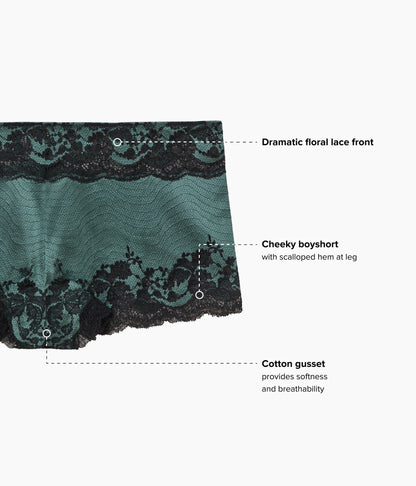 Wacoal Exclusive - Modern Affair Boyshort - Silver Pine/Black