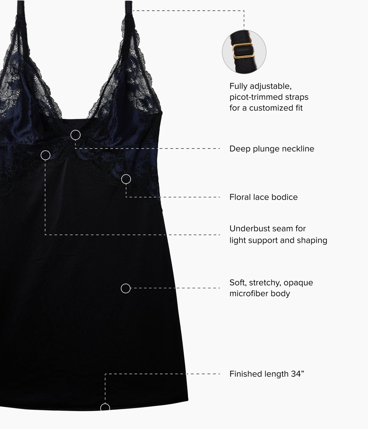 Wacoal Recommended - Modern Affair Chemise - Night Sky/Black