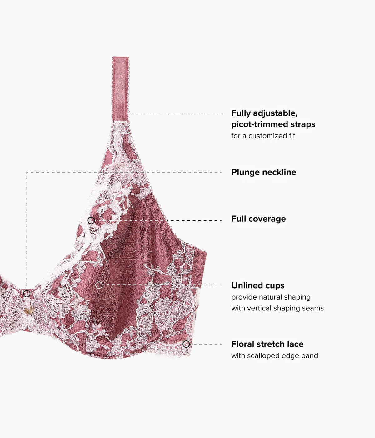 Wacoal Signature - Modern Affair Plunge Underwire Bra - Rose Brown/Cradle Pink