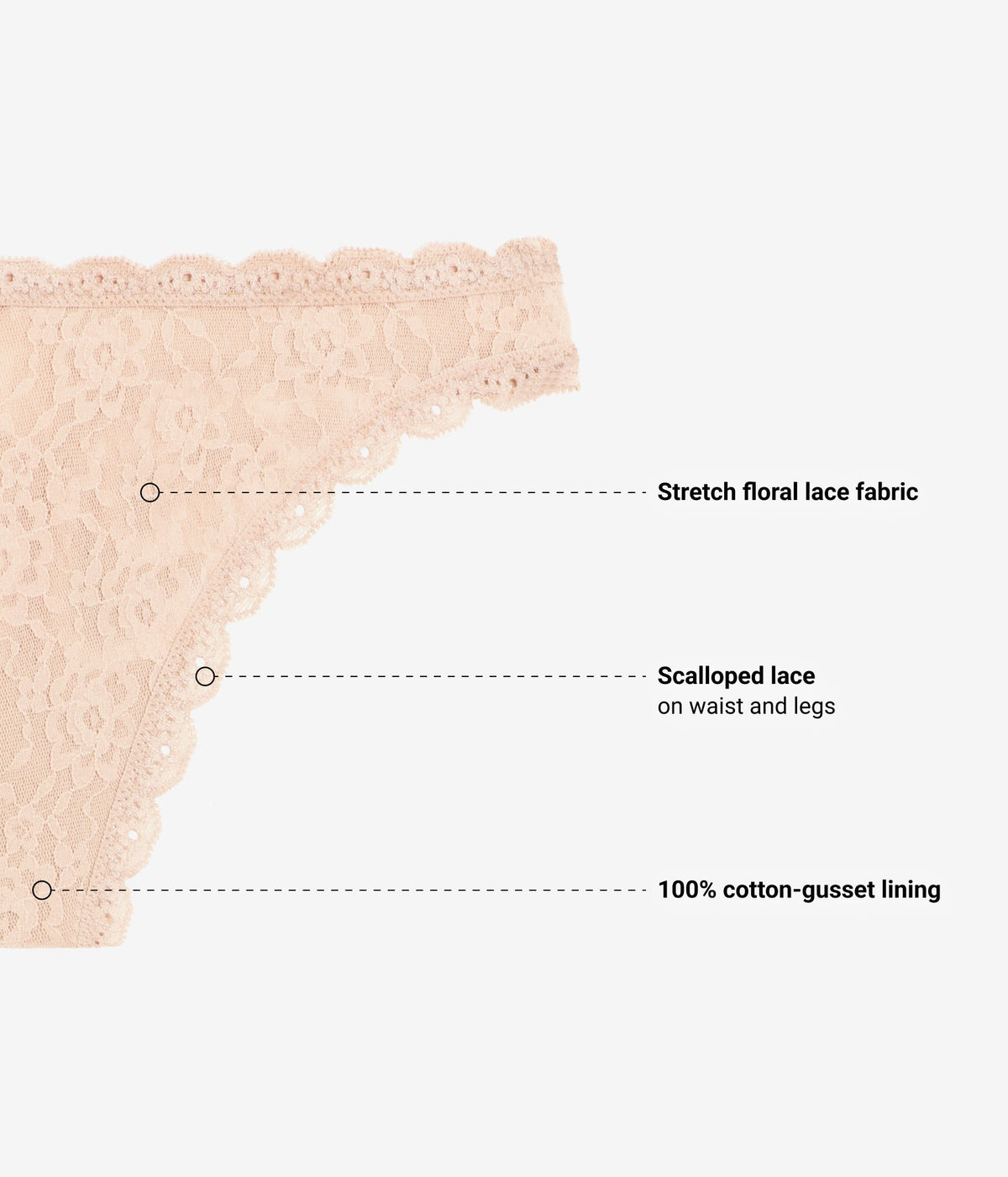 Wacoal New - Effortlessly Lace Thong - Au Natural