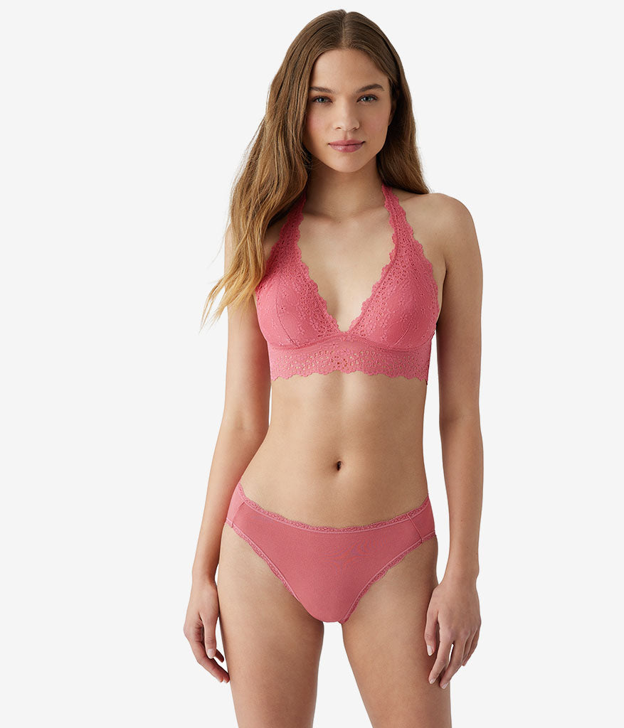 Wacoal Sale - Inspired Eyelet Halter Bralette - Slate Rose