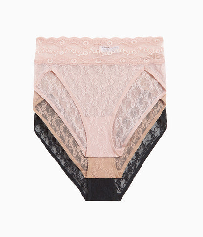 Wacoal Trending - Lace Kiss Hi-Leg Panty Pack - Rose Smoke/Au Natural/Night