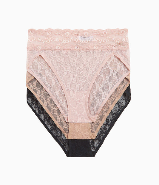 Wacoal Trending - Lace Kiss Hi-Leg Panty Pack - Rose Smoke/Au Natural/Night